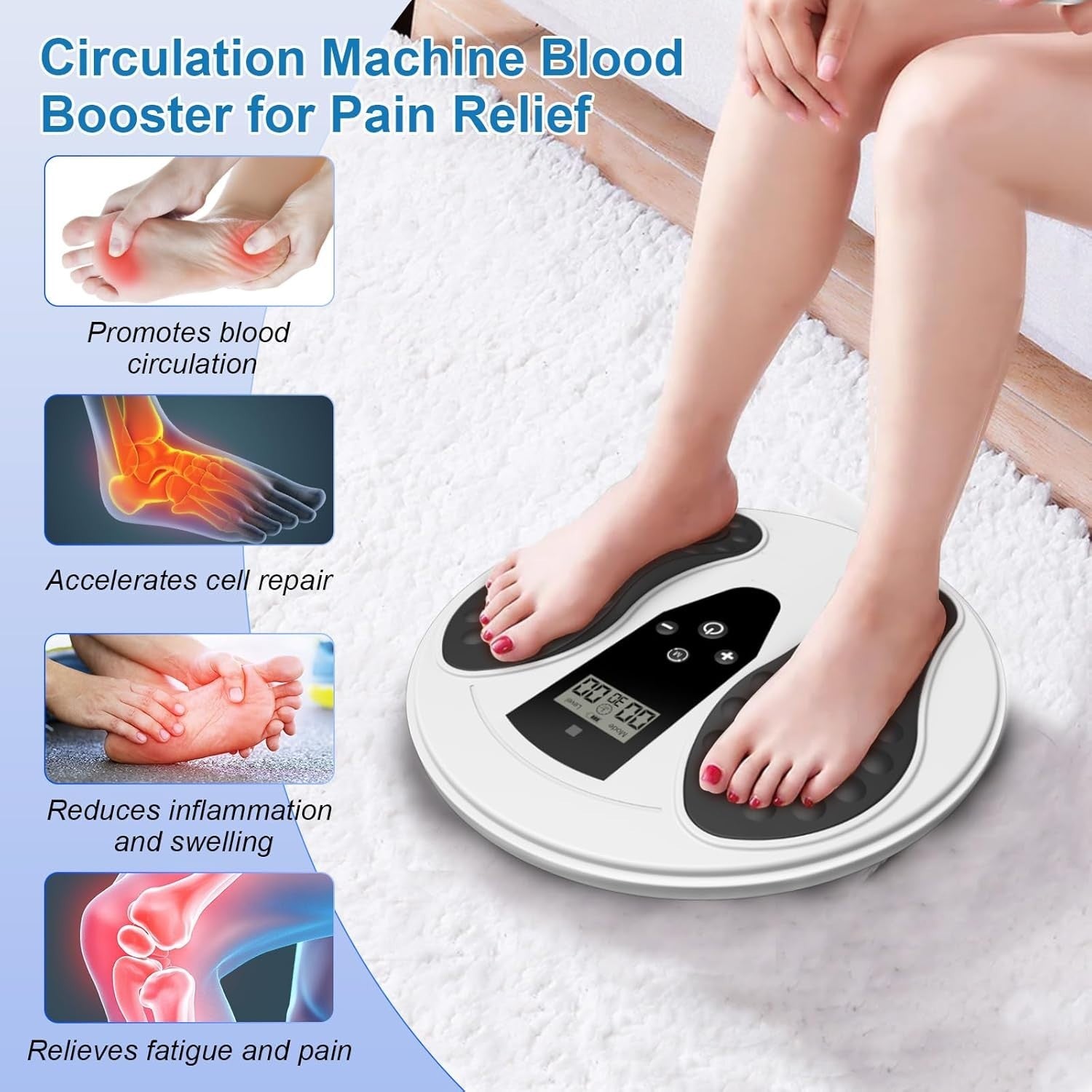 Foot Circulation Booster EMS Massager with Red Light Therapy & TENS Pain Relief