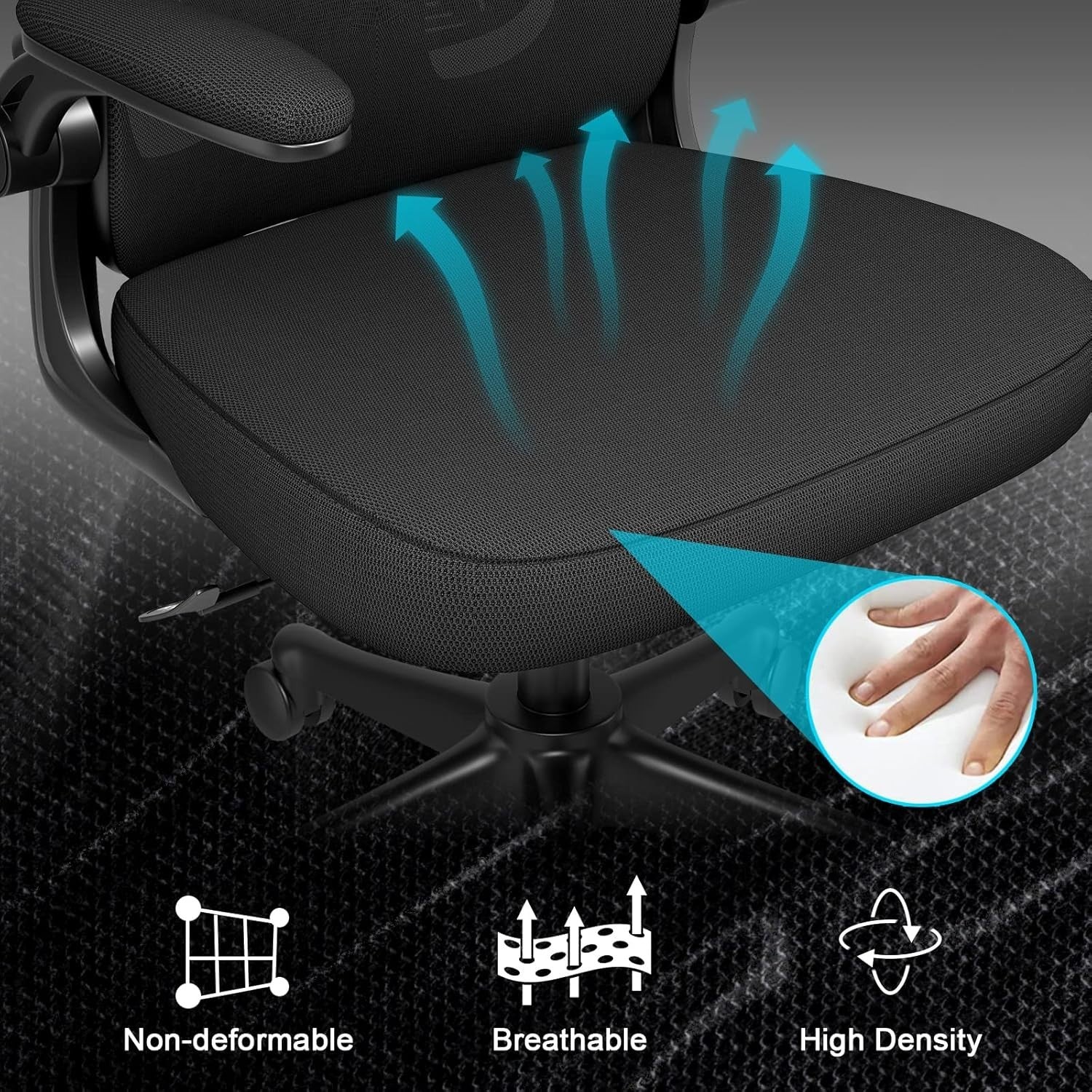 Black Ergonomic Office Chair Mesh Back Adjustable Lumbar Arm Head Support Desk