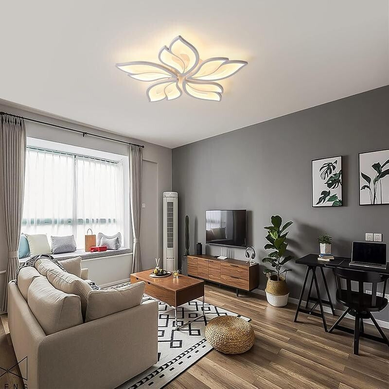 Modern LED Flower Ceiling Light 60W Dimmable Chandelier Remote 4800lm