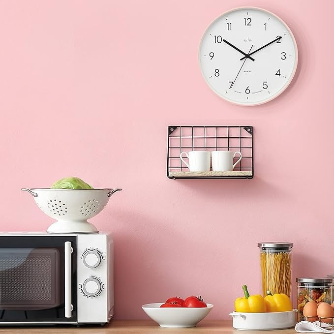 30cm Modern Wall Clock Silent Sweep Mocha Slimline Minimalist Home Decor