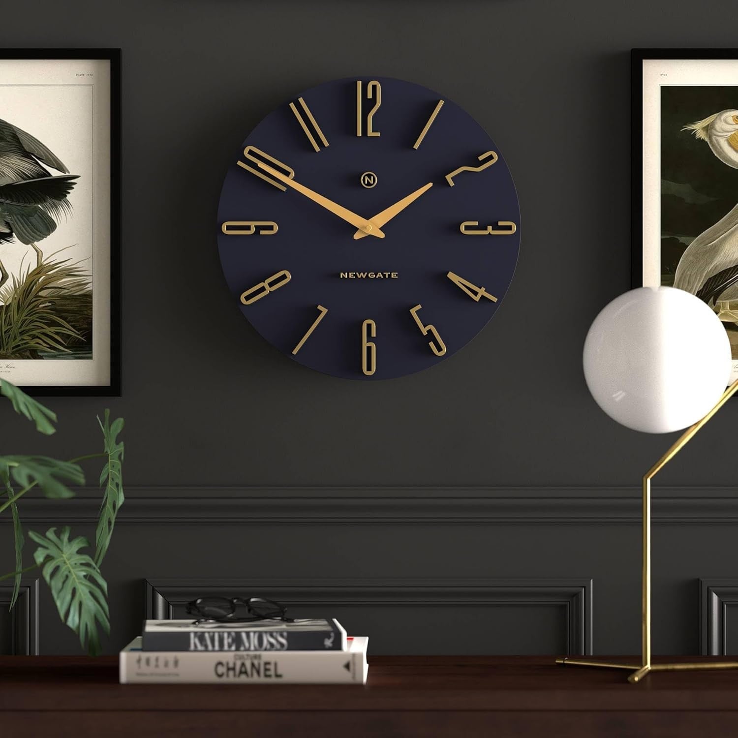Luxury Wall Clock Blue Gold Modern Silent 40cm Office Home Decor
