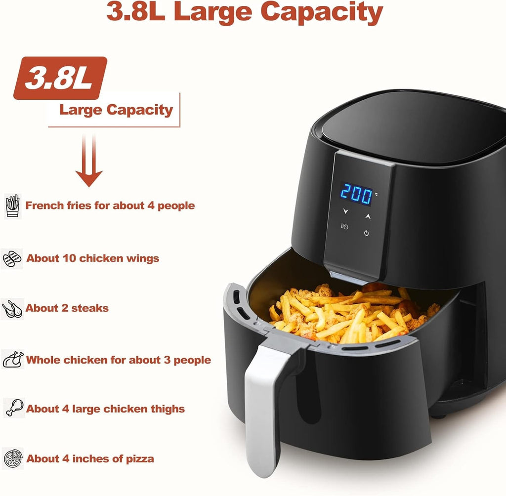 Digital Air Fryer 3.8L Rapid Air 1450W Touch Display Low Oil