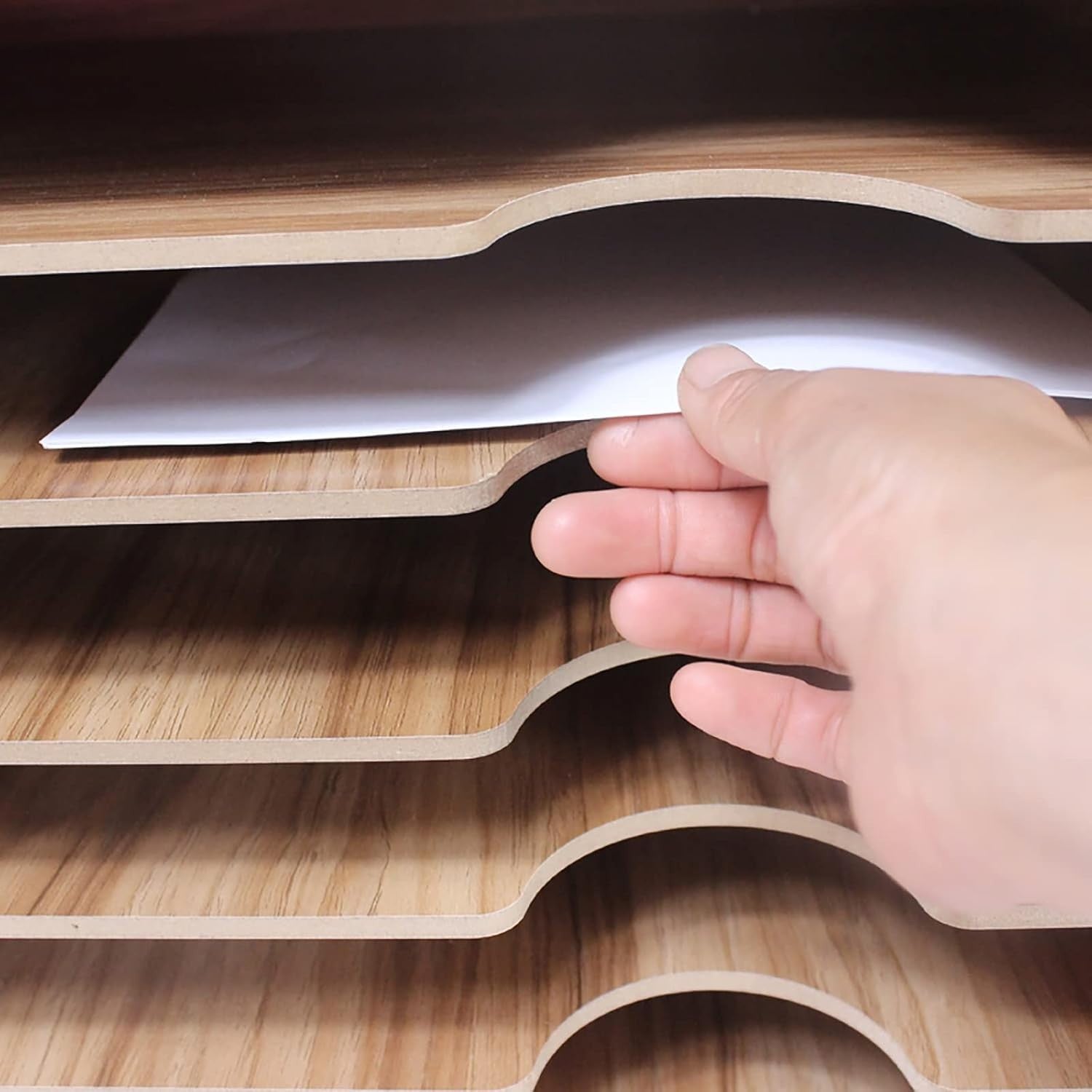 A3 Wooden Desk Tray Organizer | Multi-Layer Paper Rack | Office Desk Storage