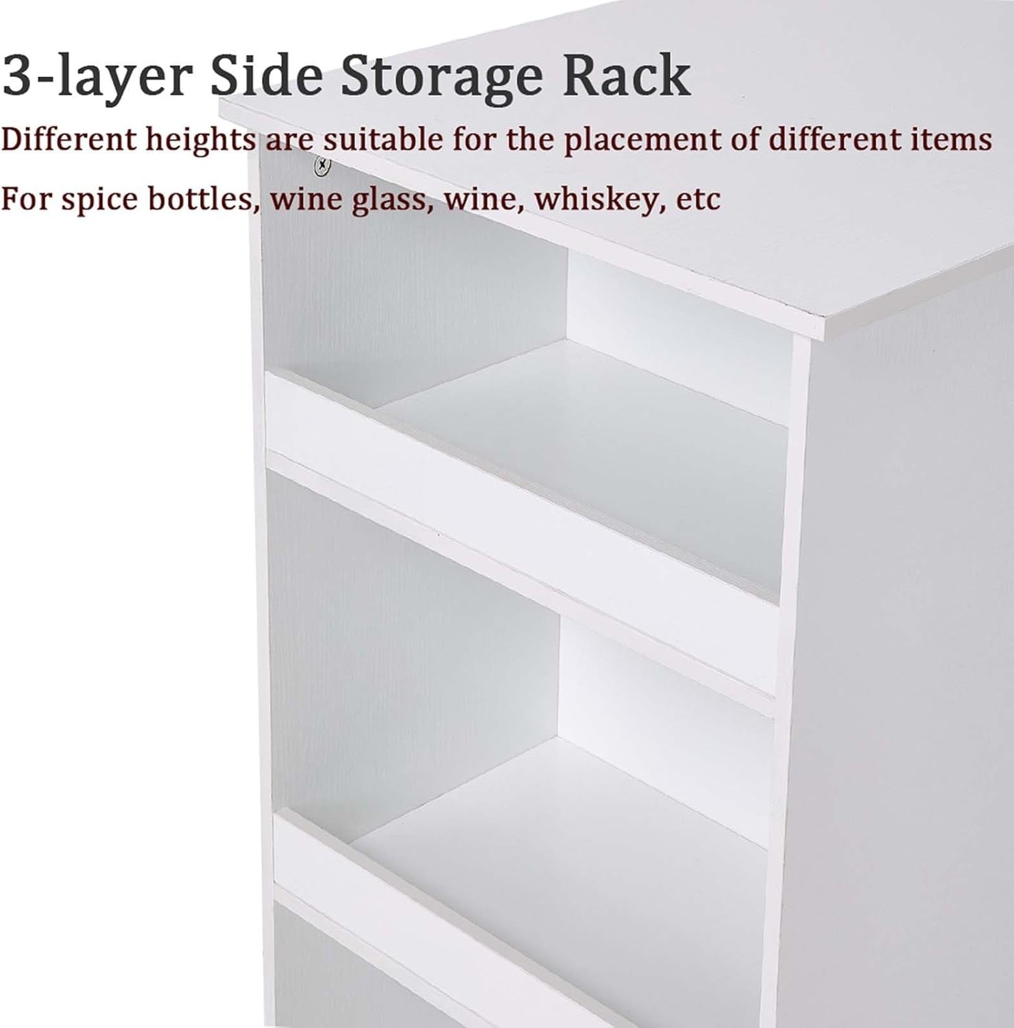 Compact Bar Table & 2 Stools Set with 3-Tier Storage White 91x49.5cm