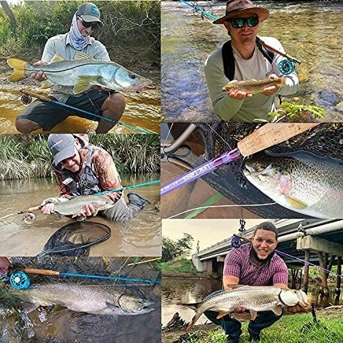 7ft Fiberglass Fly Fishing Rod 3wt 4-Piece Travel Orange Blue Purple