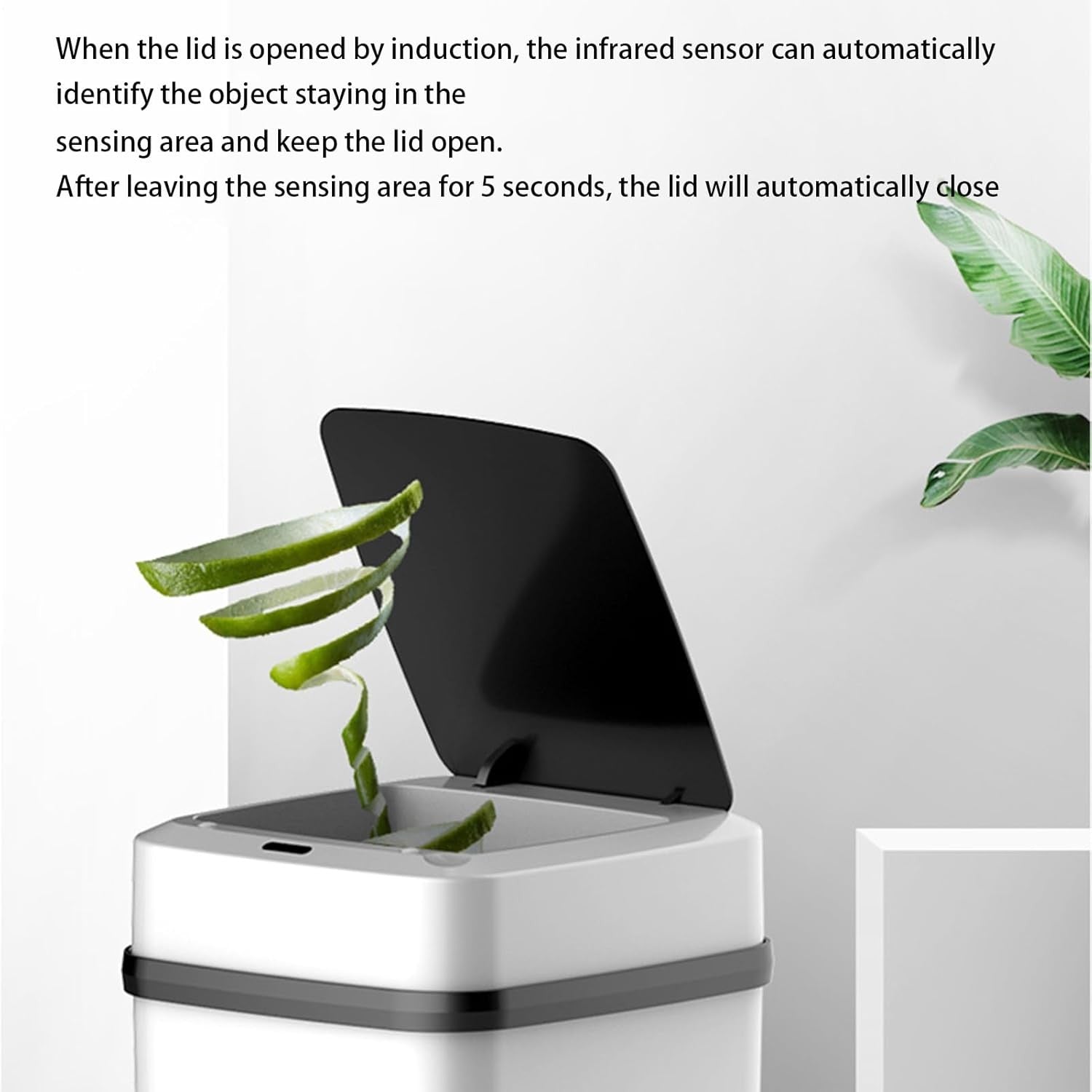 13L Automatic Sensor Trash Can USB Charging Touchless Bin White