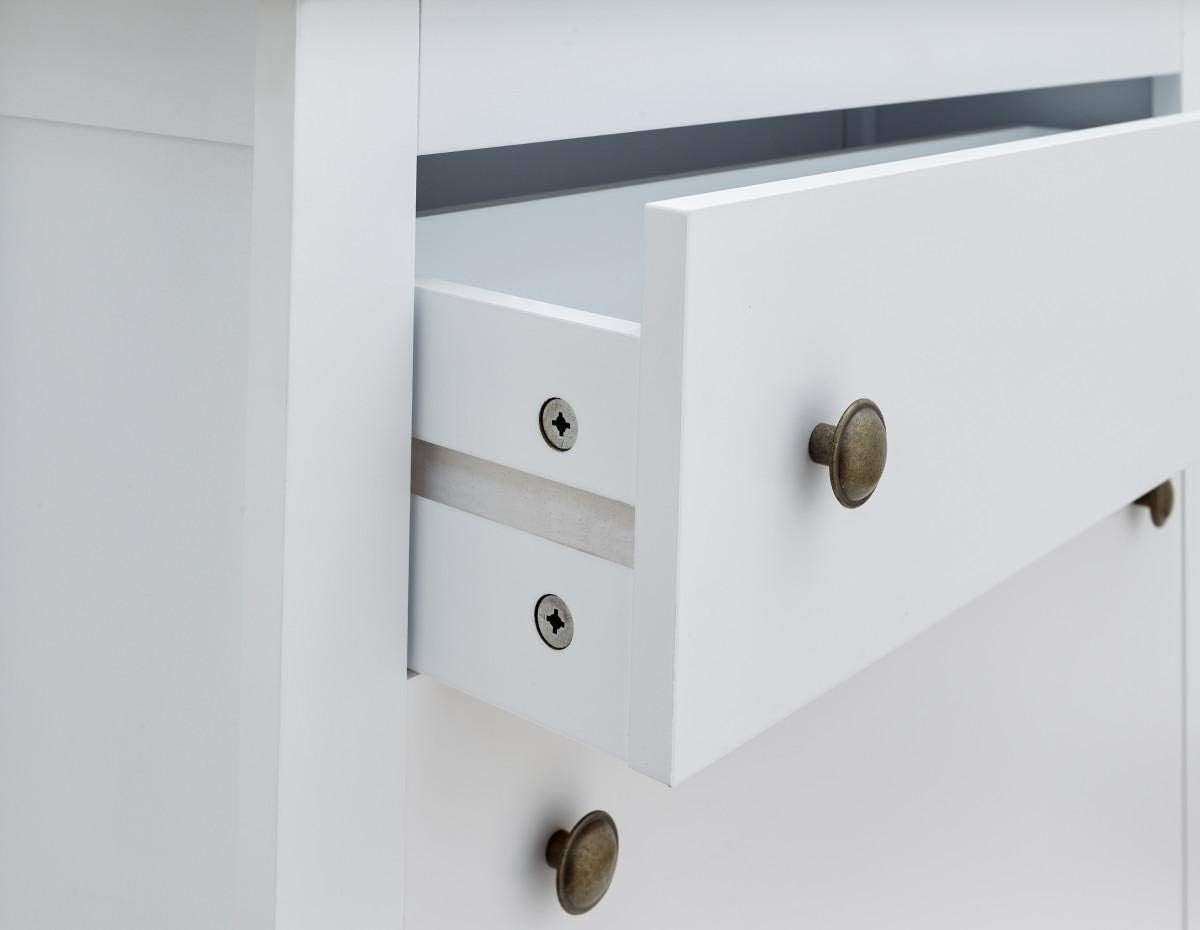 Deluxe White Shoe Cabinet with 2 Doors & 3 Drawers 73x24x108 cm