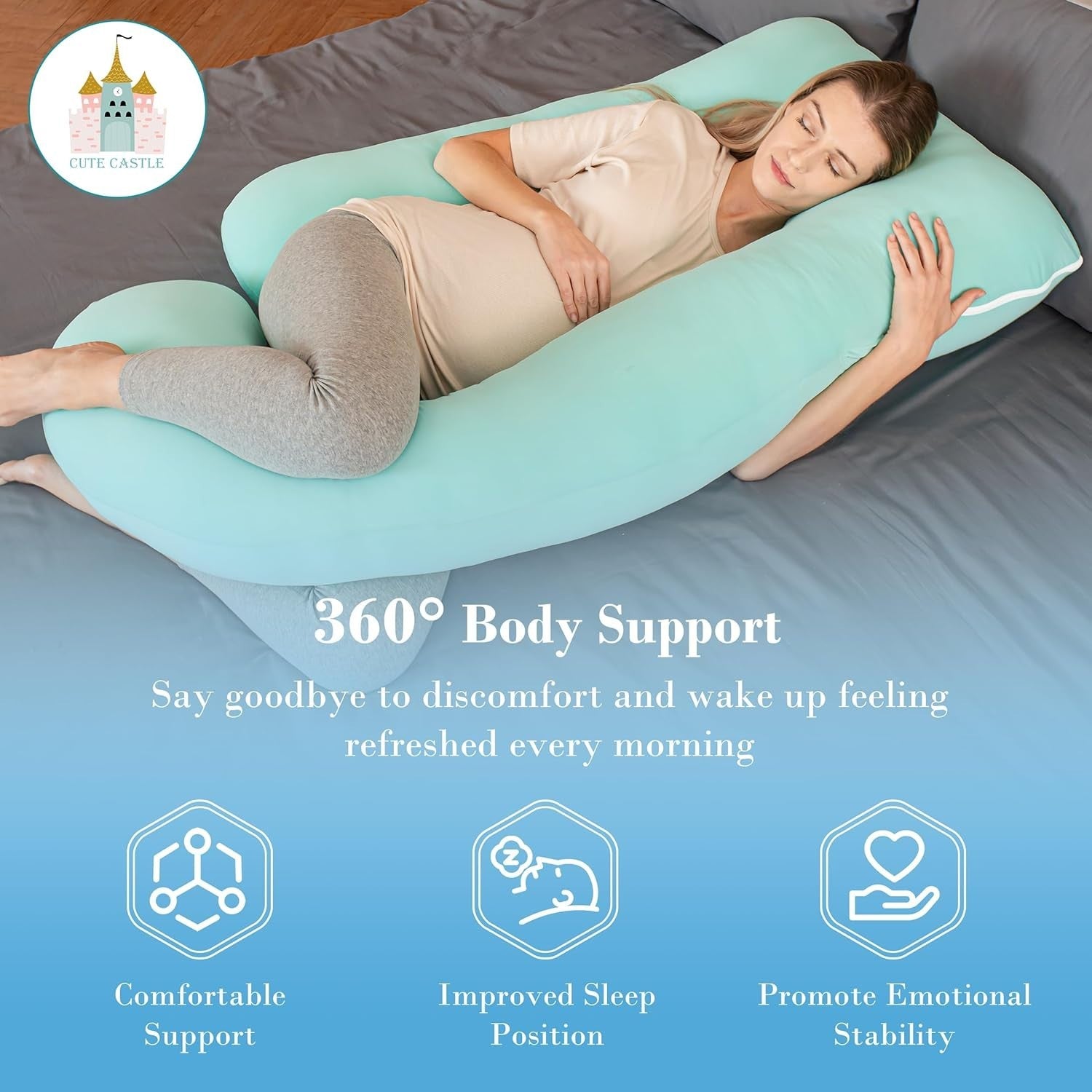 U Shape Pregnancy Pillow 57” Full Body Maternity Support Cooling