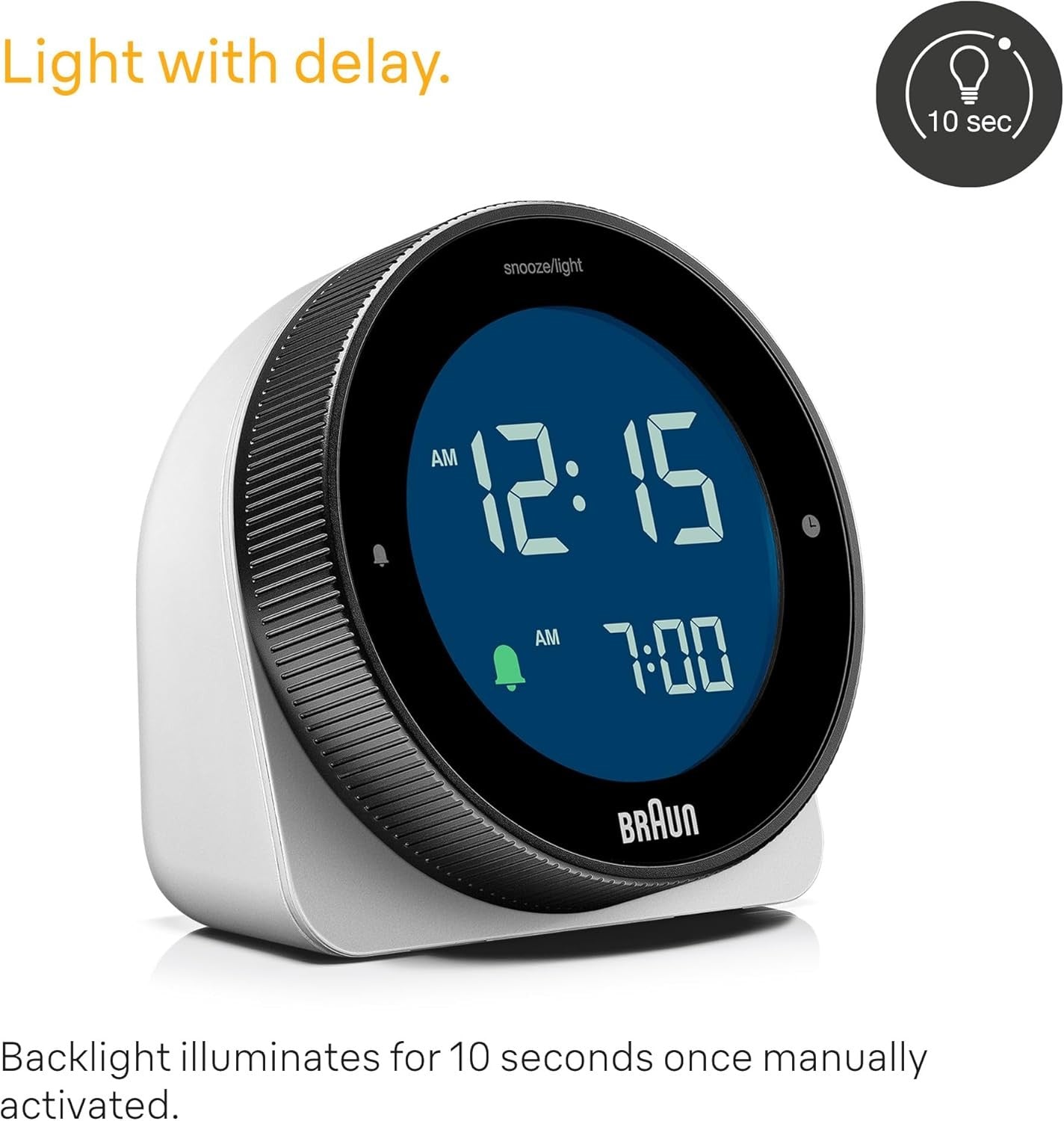 Digital Alarm Clock Negative LCD Rotating Bezel Snooze Crescendo Beep