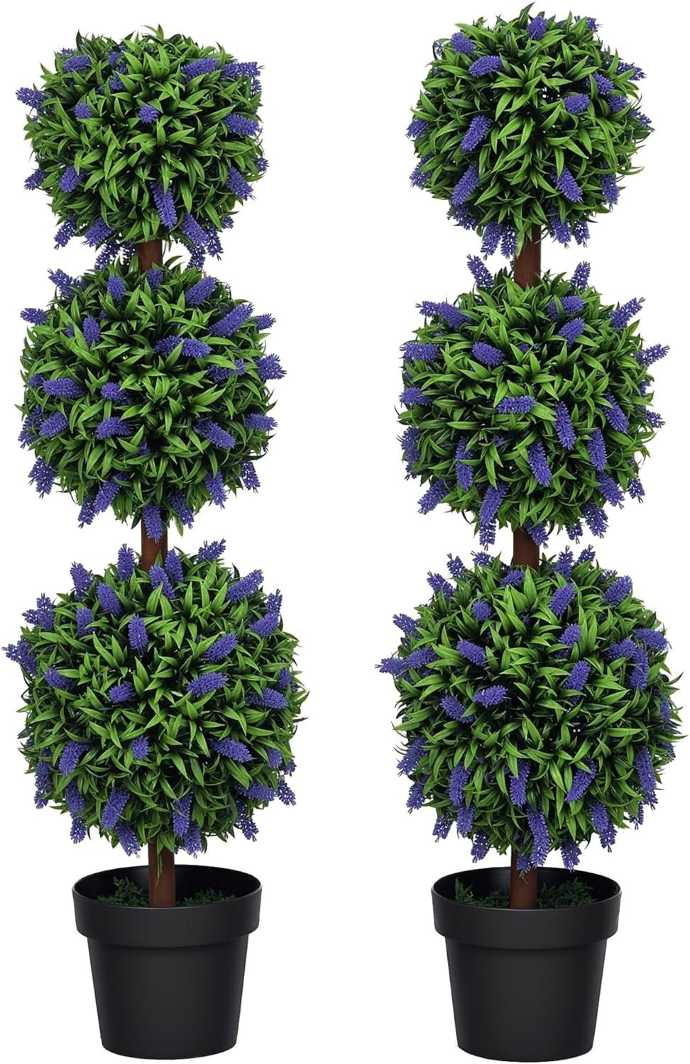 110cm Artificial Lavender Ball Trees Set of 2 Tall Faux Plants Home Decor
