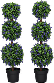110cm Artificial Lavender Ball Trees Set of 2 Tall Faux Plants Home Decor