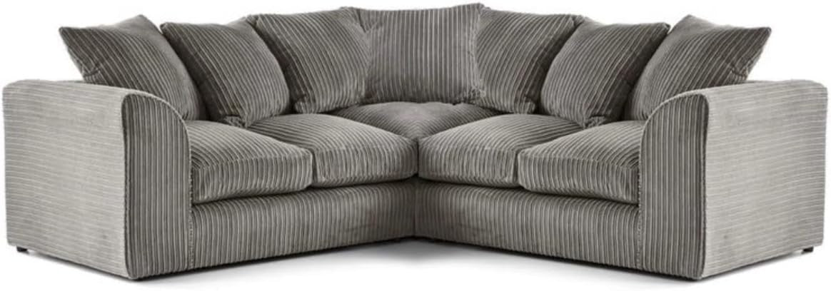 Grey Jumbo Cord Modular Dual Arm Corner Sofa 5-Seater Lounge Couch