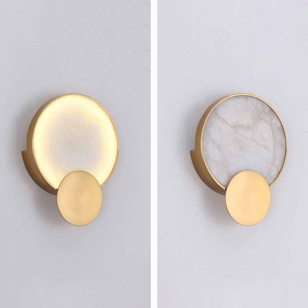 Gold Alabaster Marble Wall Light – Luxury Round Sconce for Hallways