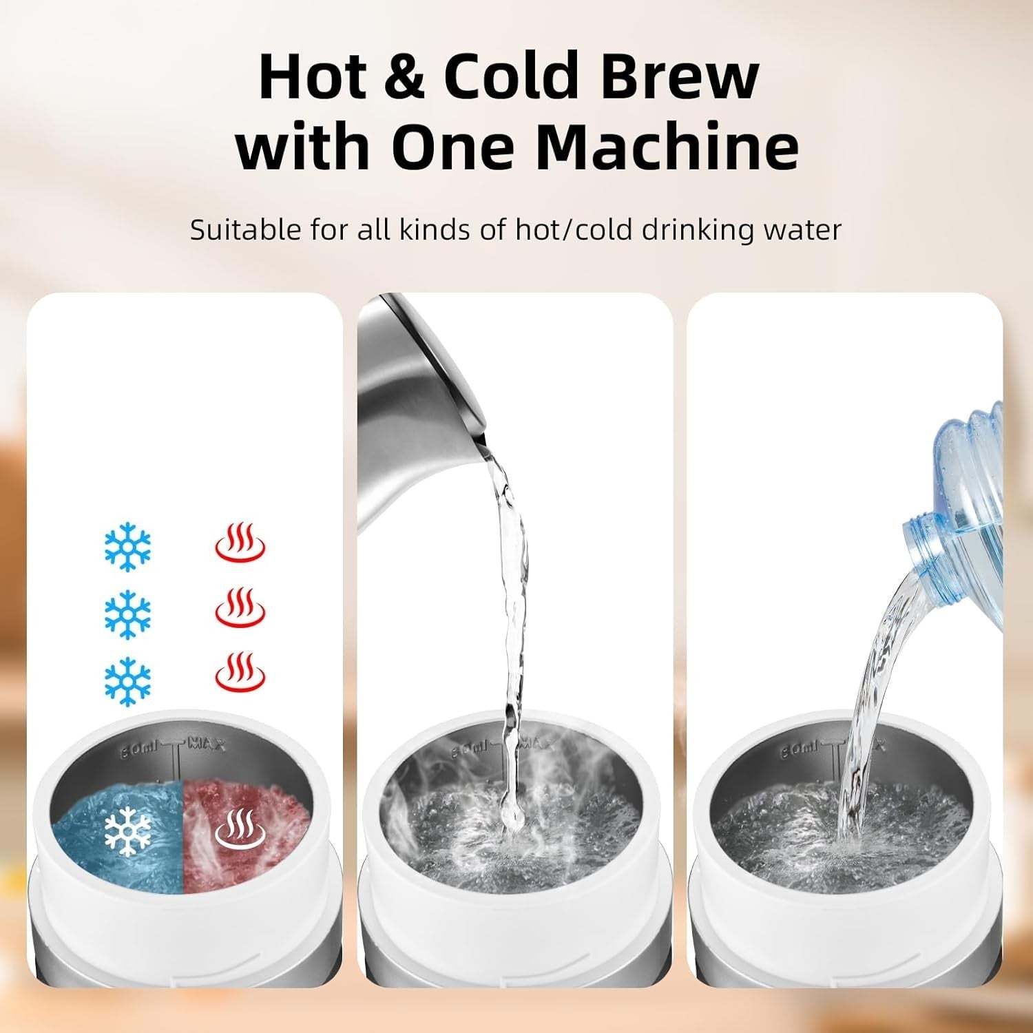 Portable Coffee Maker 3-in-1 Electric Hot Cold Brew Machine Digital Display