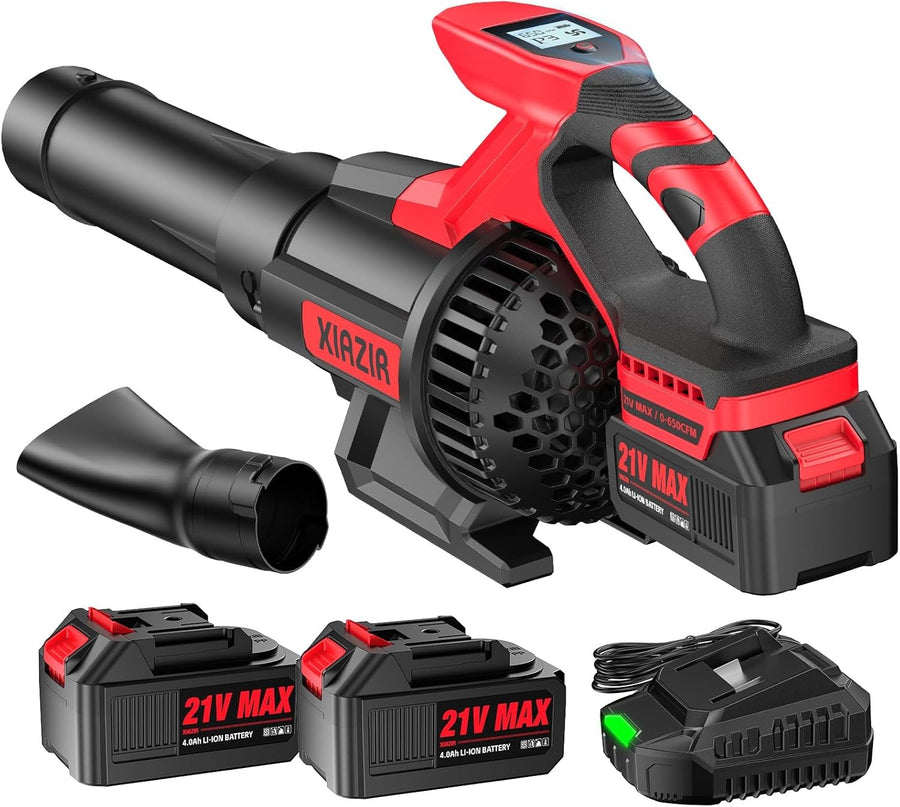 Cordless Leaf Blower LCD Display 3 Speed 2 Batteries Lightweight