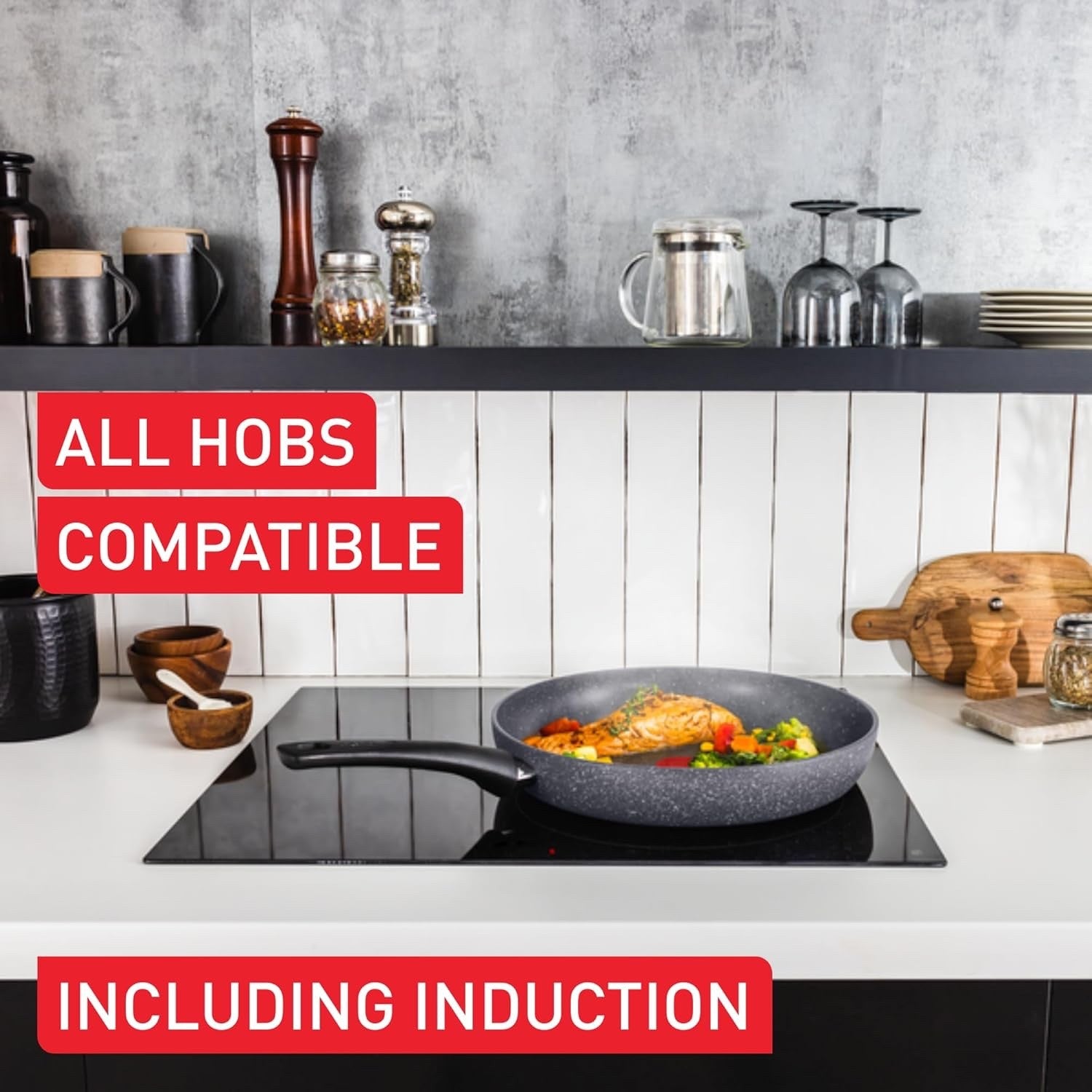 5pcs Eco-Friendly Non Stick Cookware Set – Mineral Coating, Induction Safe