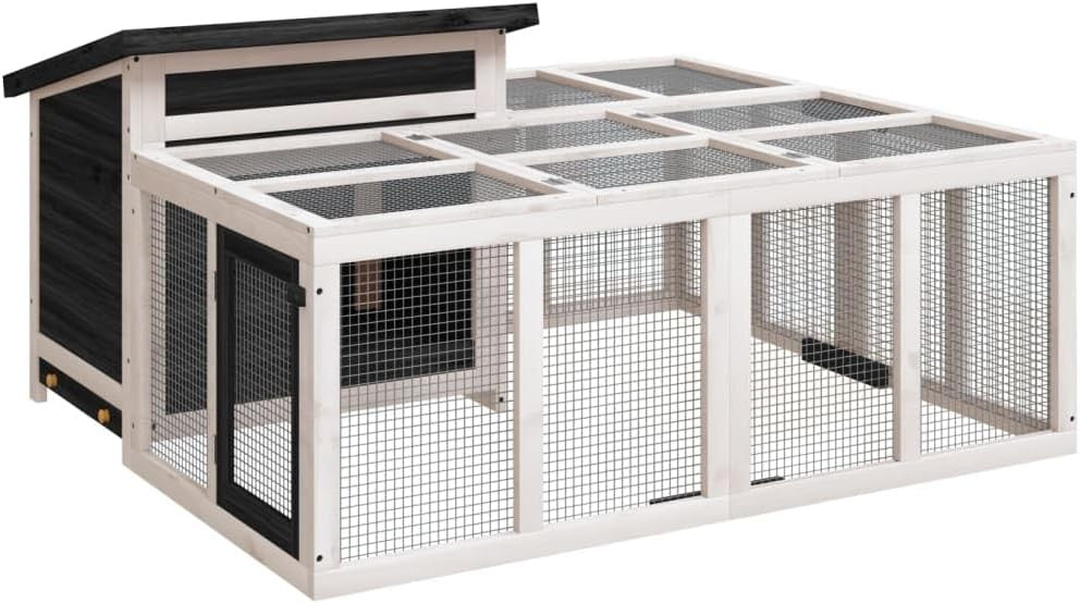 Large Outdoor Rabbit Hutch with Run Solid Wood Secure Small Animal House