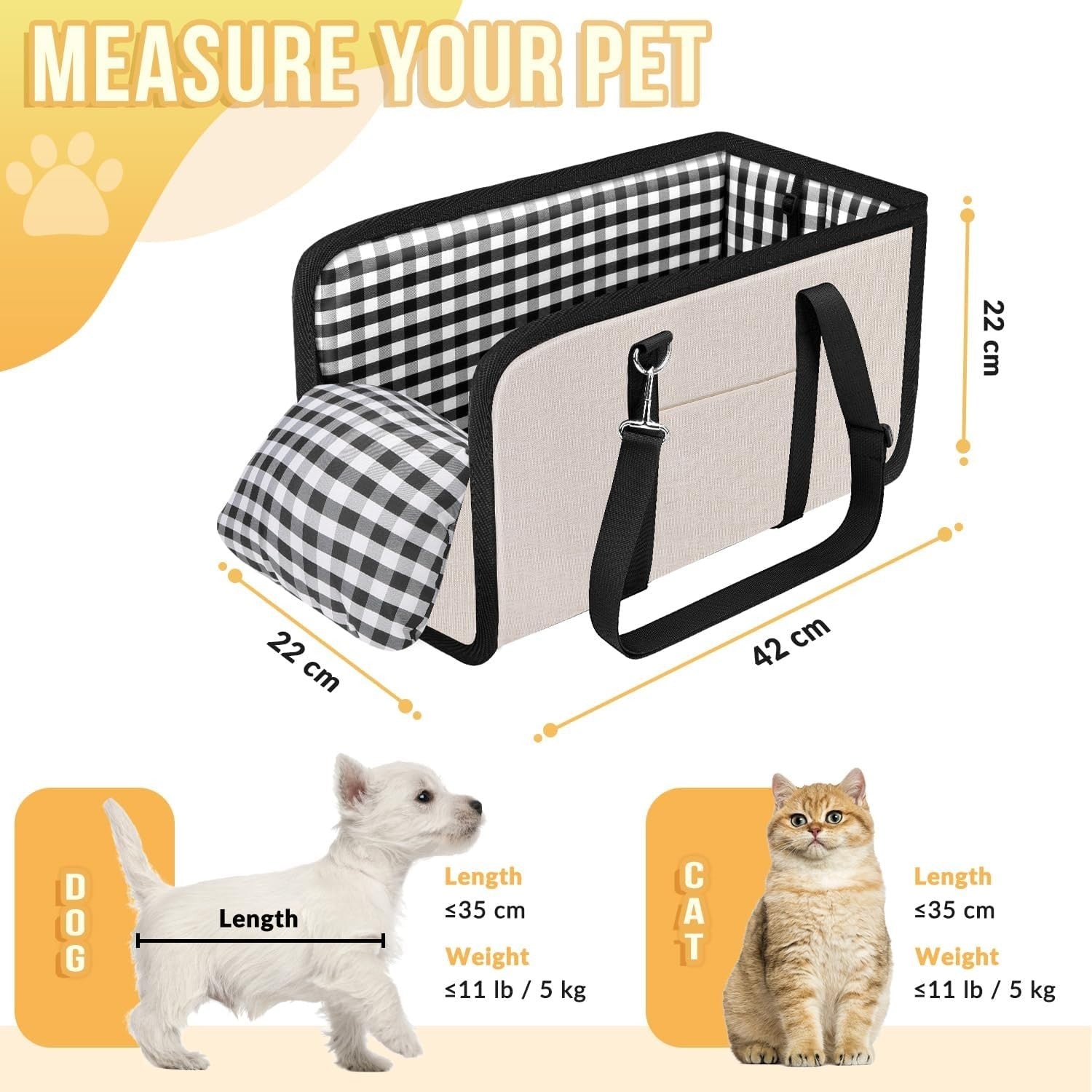 Console Dog Car Seat Booster Carrier Safety Belt Travel Bed Small Dogs