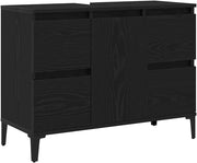 Black Oak Bathroom Sink Cabinet Vanity Unit with Drawers Cupboard Storage