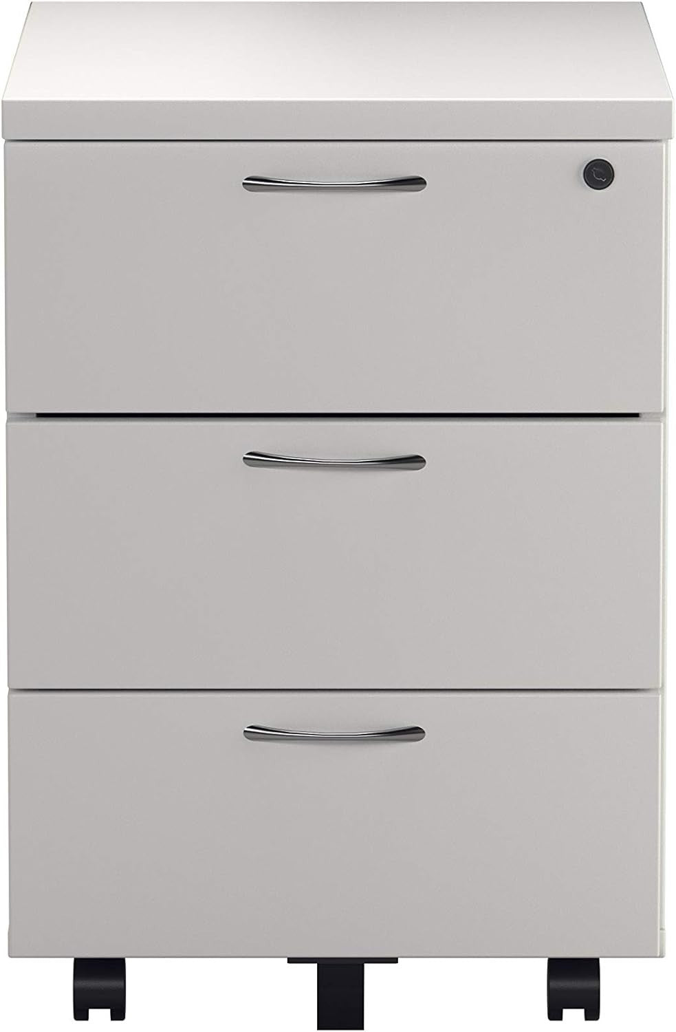 Lockable 3 Drawer Mobile Filing Cabinet Pedestal Office Storage White