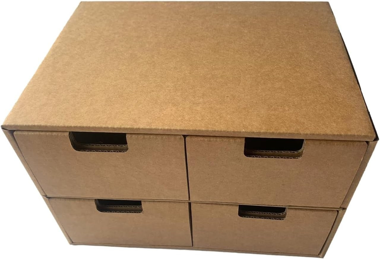 Kraft Desktop Organiser Drawers DIY Storage Boxes 4-Drawer Set