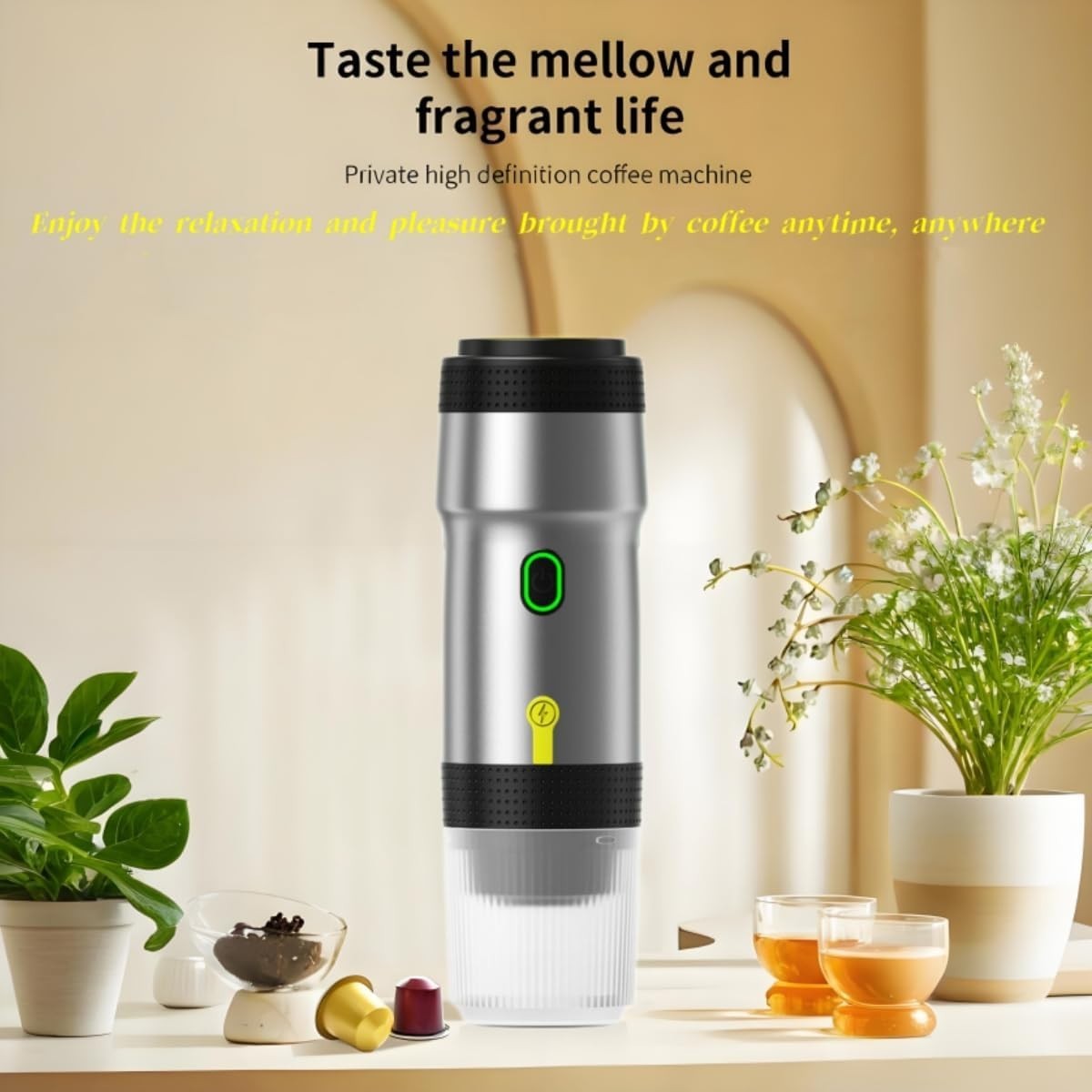 Portable Espresso Maker 20-Bar Travel Coffee Machine USB Rechargeable Ground