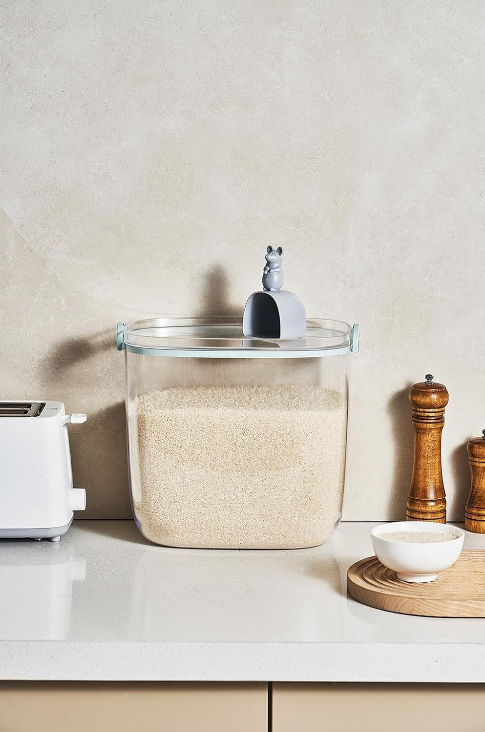 Large Airtight Rice Storage Container 10KG Food Bin with Measuring Scoop