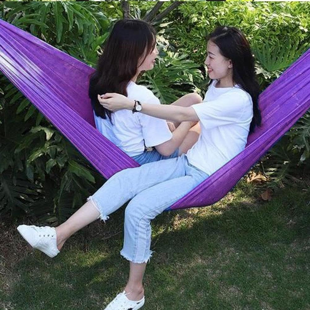Lightweight Camping Hammock 400lb Load Portable Nylon with Tree Straps Purple