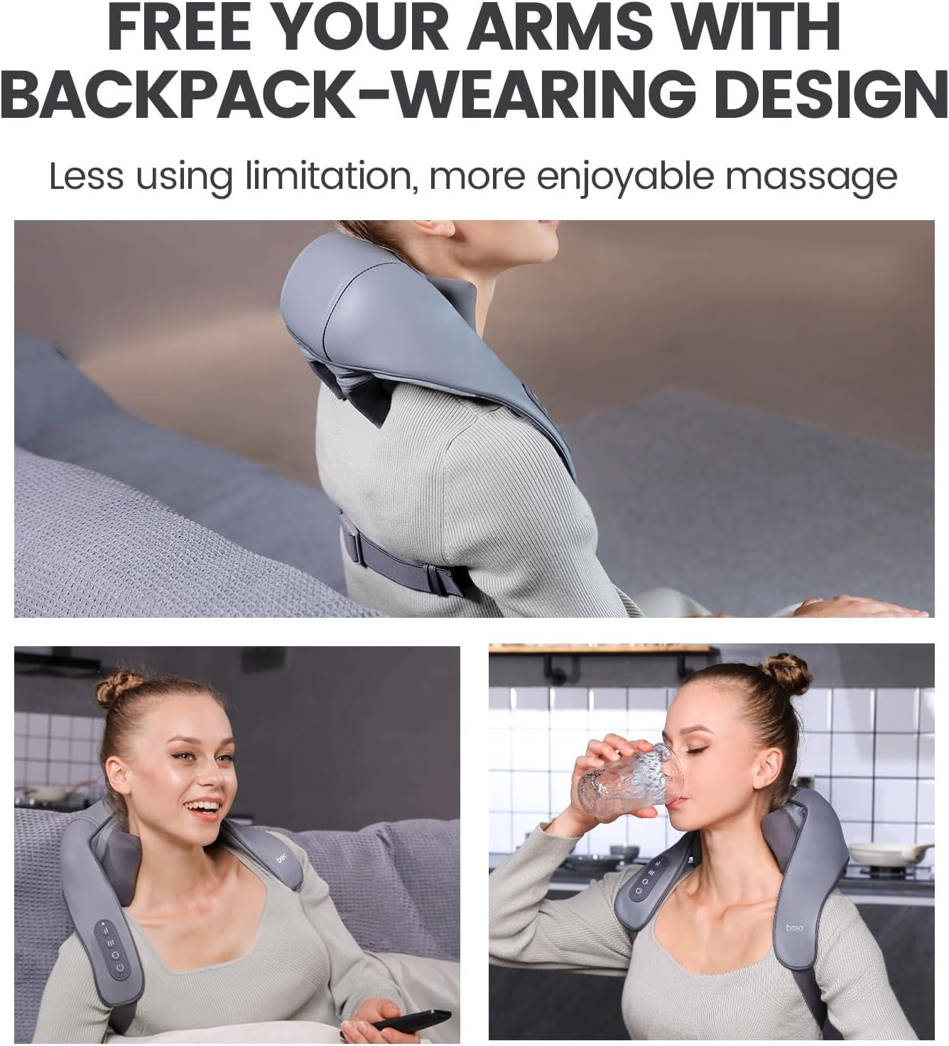 Heated Neck & Shoulder Massager Deep Tissue Shiatsu Pain Relief Pillow