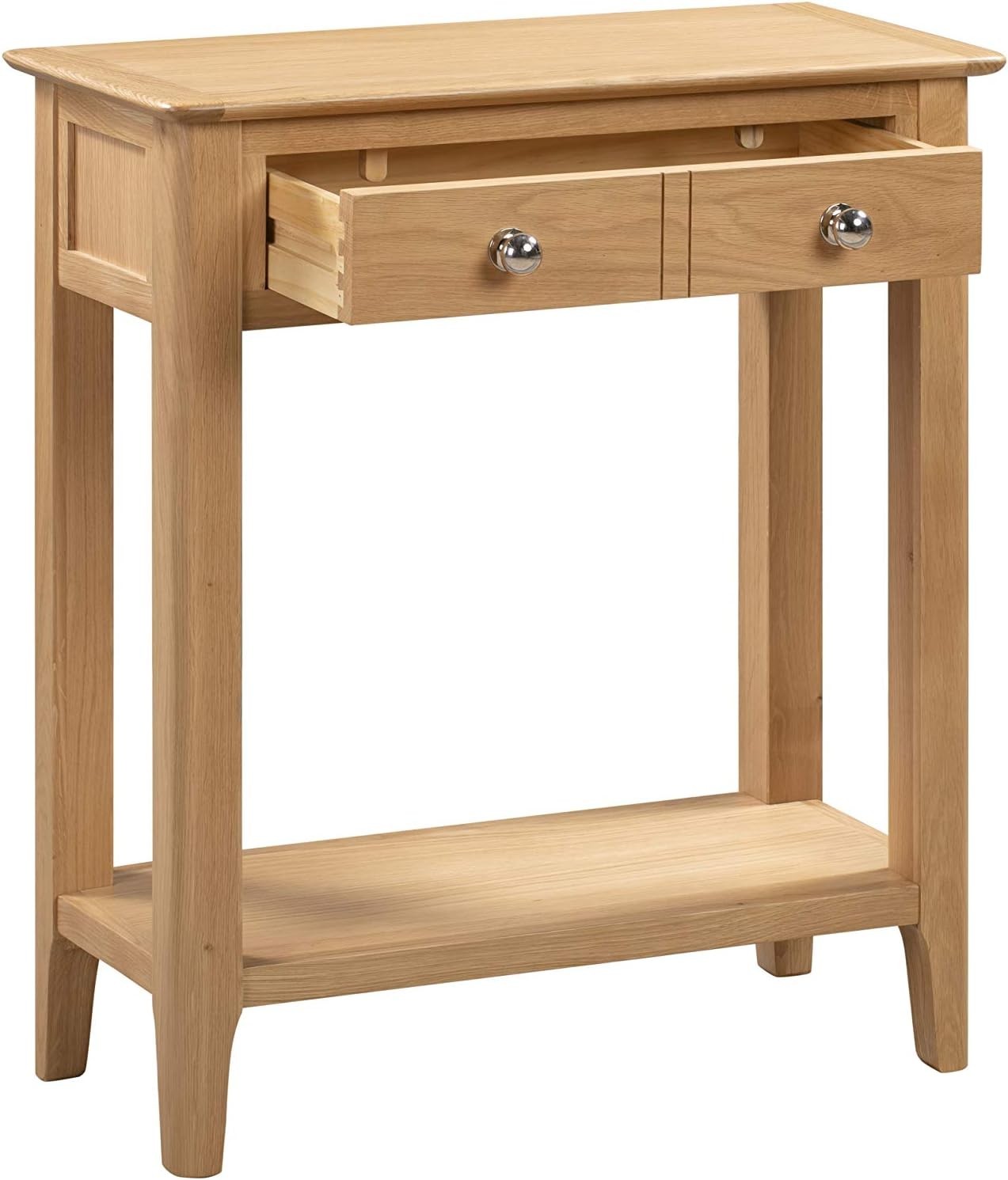 Solid Oak Console Table with Drawers & Shelf, Durable & Classic Design