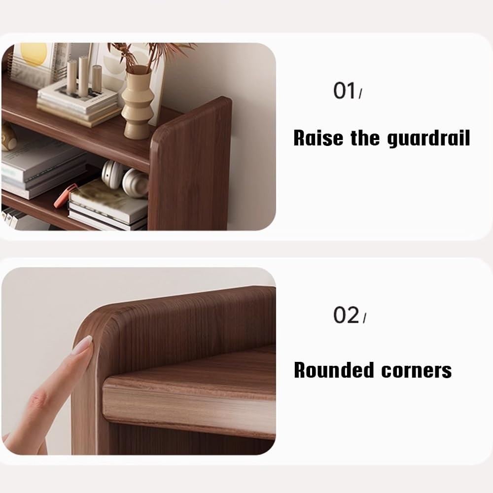 Expandable 3-Tier Wood Desktop Bookshelf | Adjustable Brown Desk Storage 30–60cm