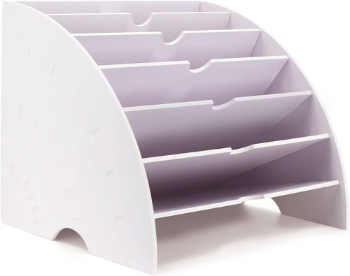 Desk File Organizer 6-Tier Fan Shape | Desktop Paper, Magazine & Mail Holder