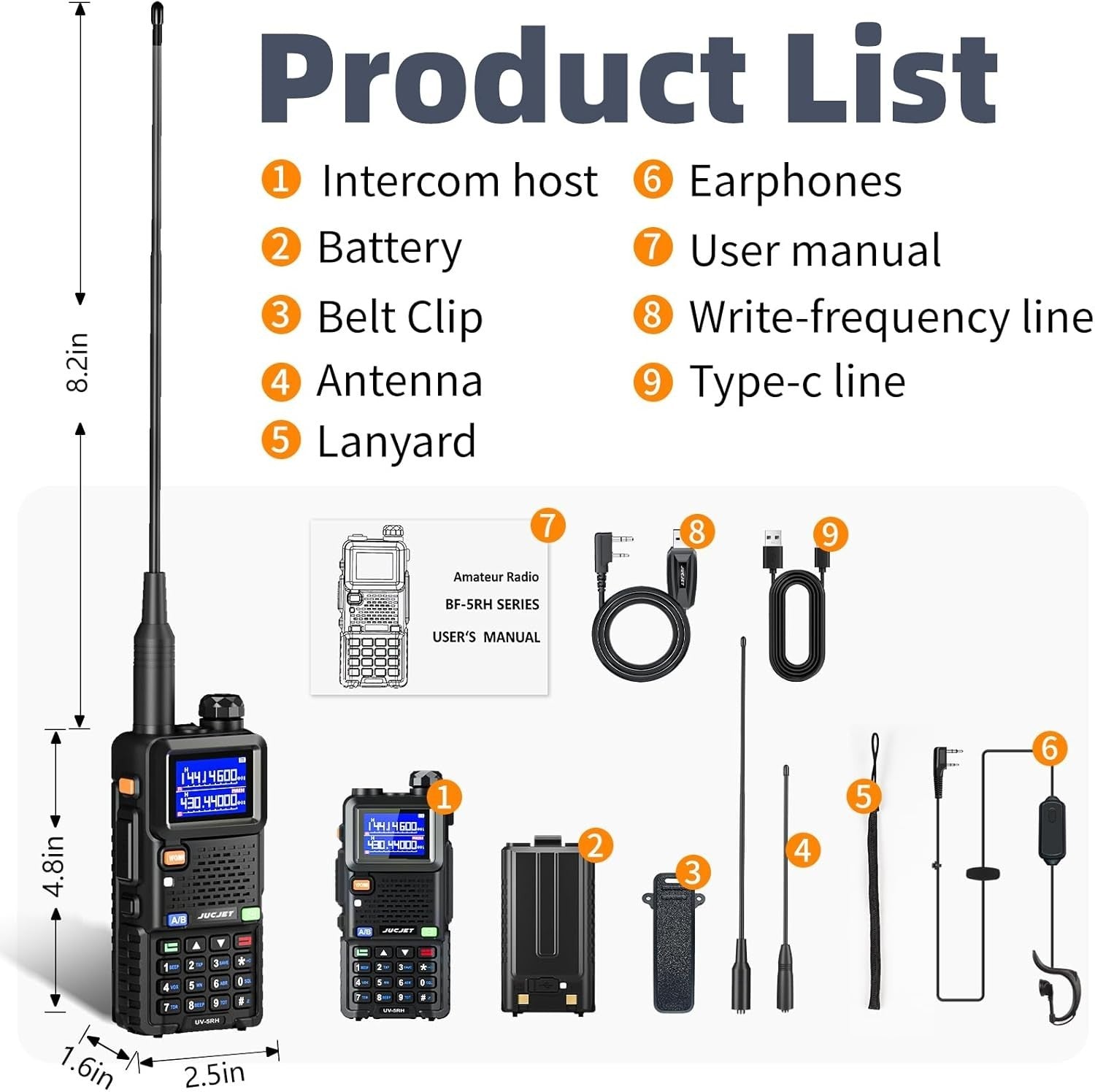 Long Range Dual Band Walkie Talkie 2 Pack 999CH NOAA Type-C Radio