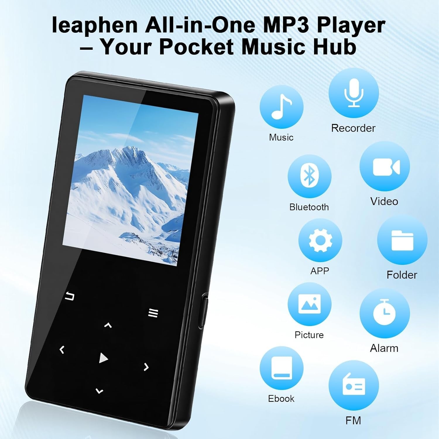 64GB MP3 Player Bluetooth 5.3 HiFi FM Radio 128GB Black