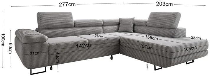 Modern Corner Sofa Bed with Chaise Storage L-Shape 250x150cm Brown