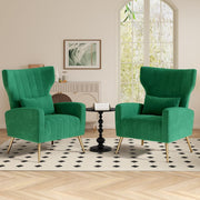 2x Green Velvet Recliner Chairs Gold Legs Lounge Armchairs Modern Set