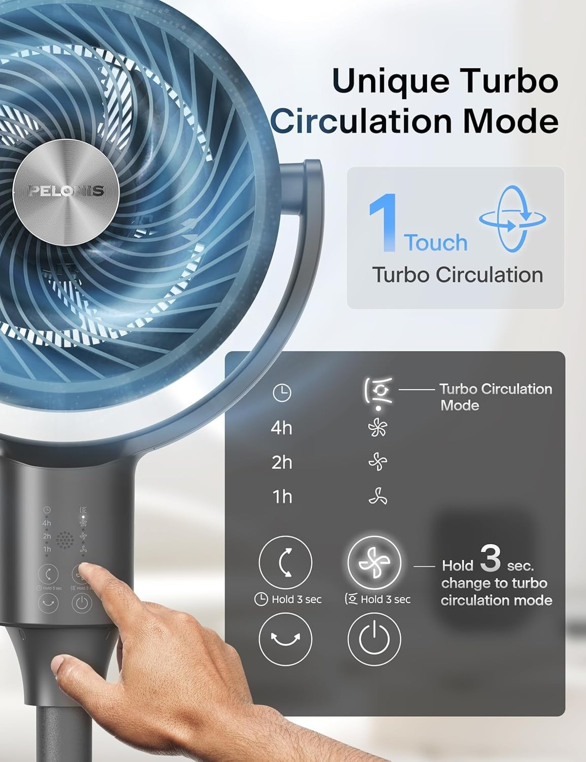 Adjustable Standing Fan Grey – 3-Speed Quiet Oscillating Air Circulator Remote