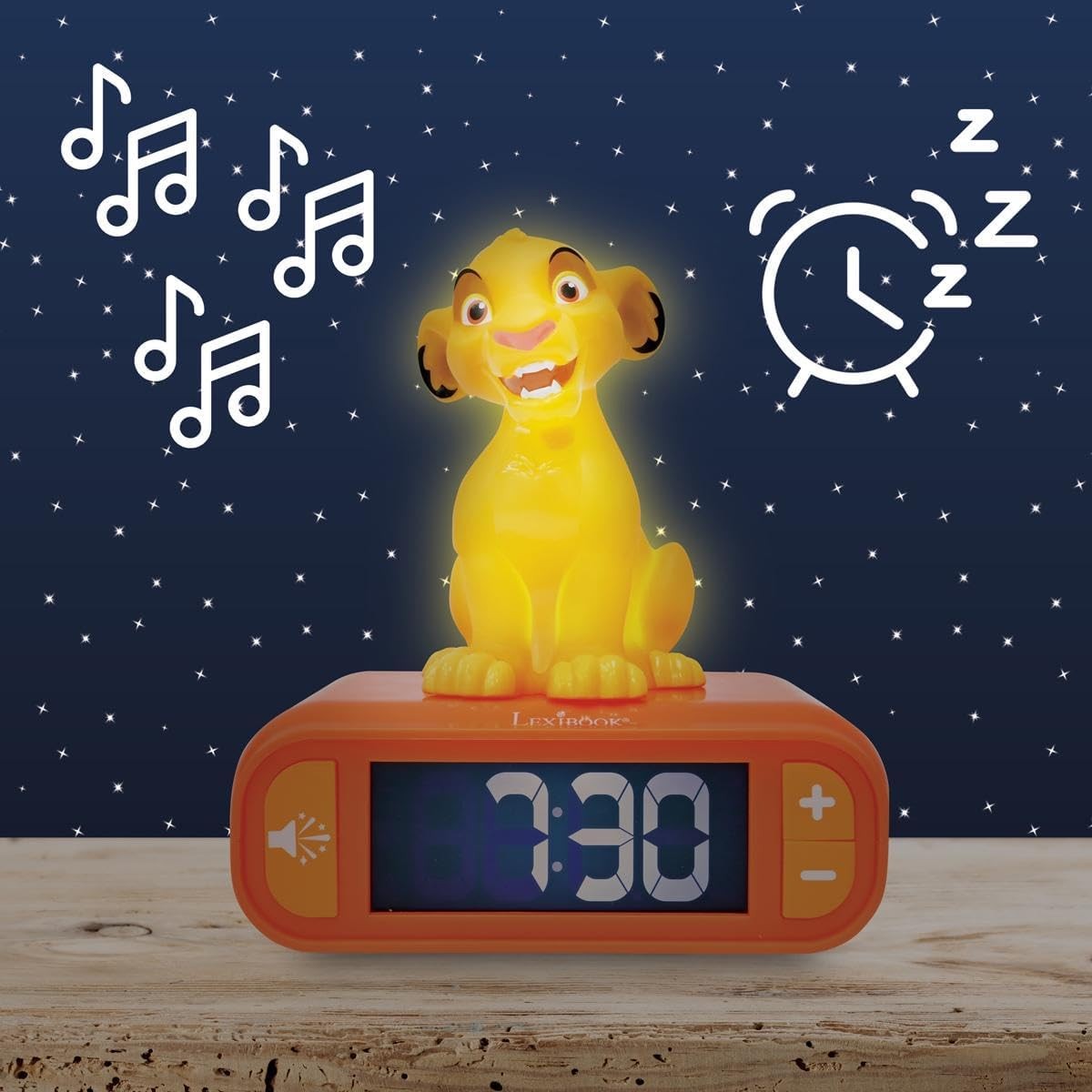 Kids Alarm Clock Night Light LED Display Snooze Sounds Cute Bedroom