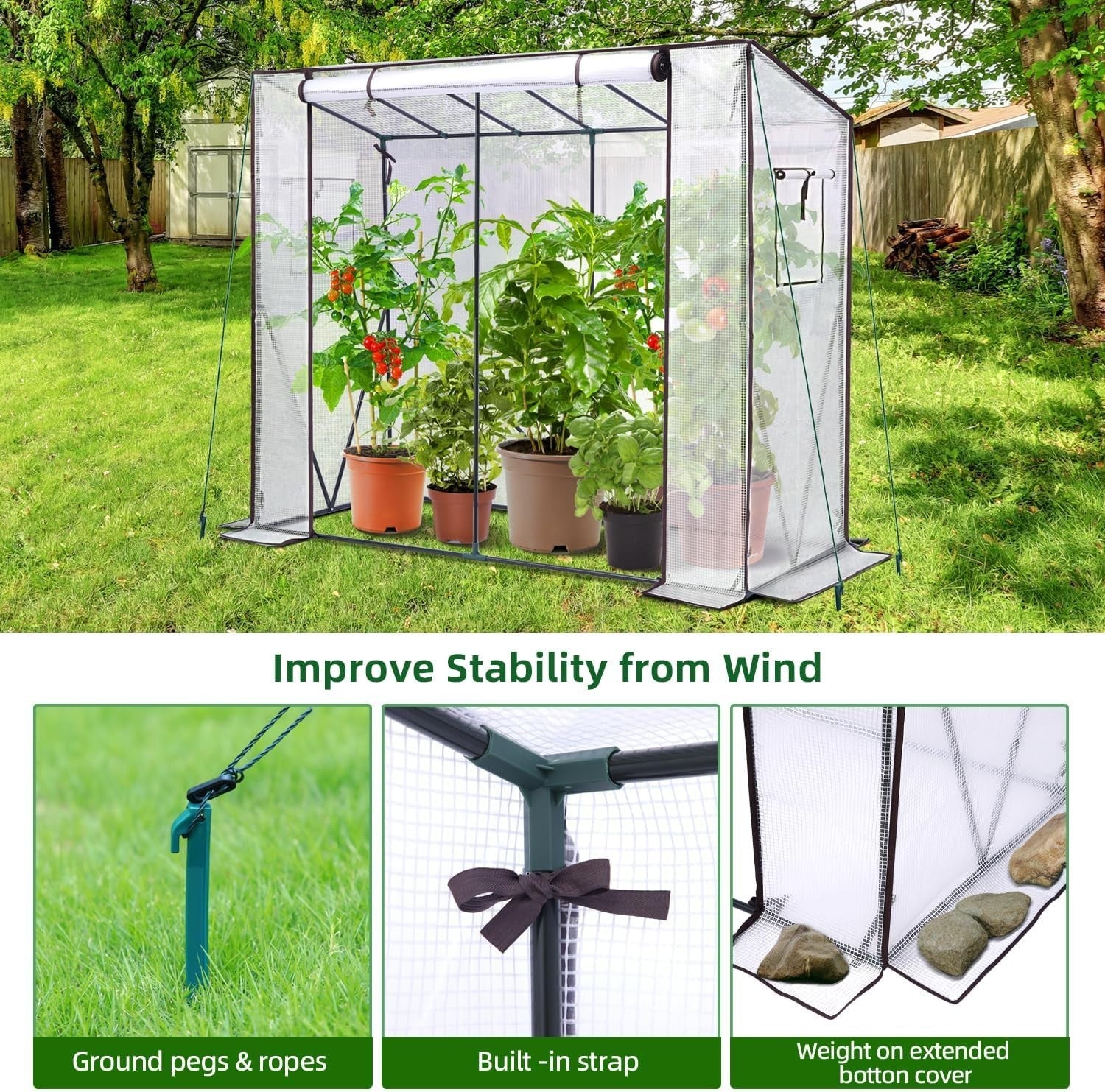 Walk-In Greenhouse for Outdoors | Heavy-Duty Metal Frame | Waterproof PE Cover