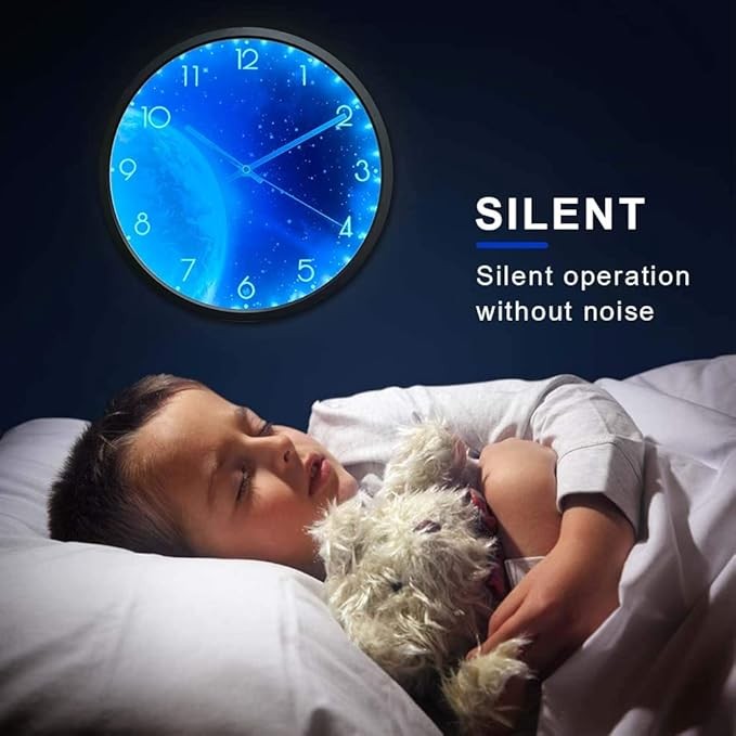 Blue Moon Luminous Wall Clock 30cm Silent Glow in Dark Night Sky Bedroom Decor