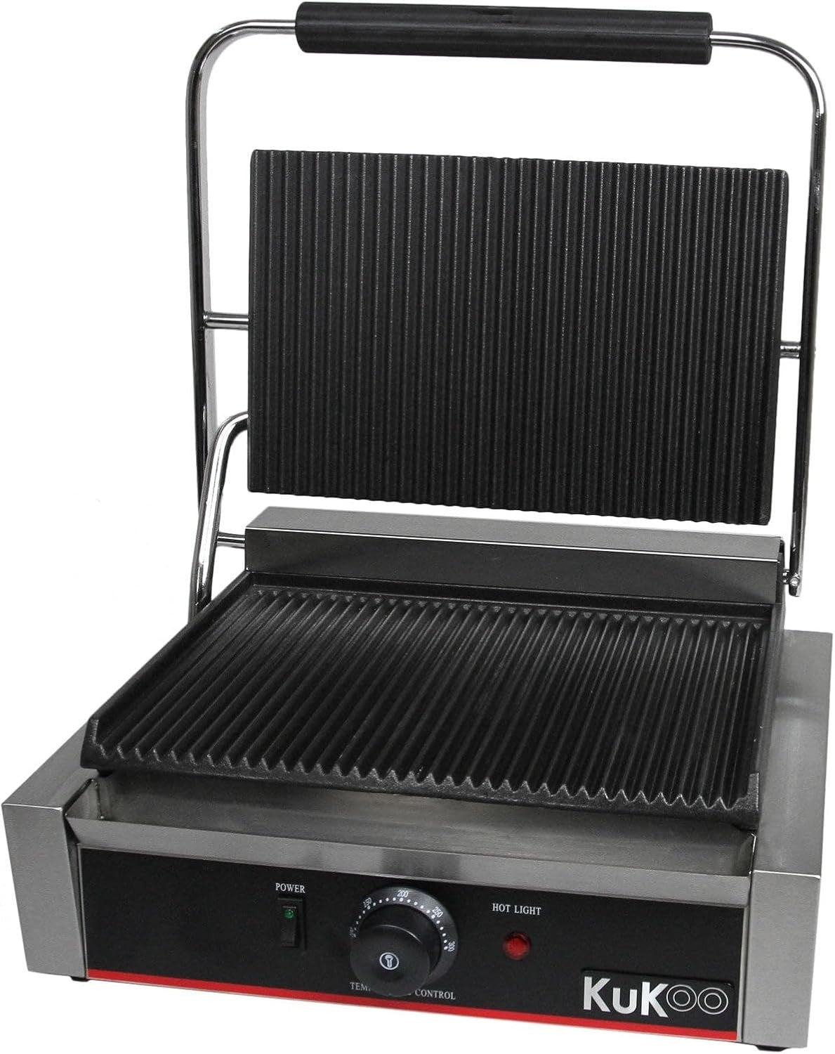 Grooved Panini Press 31x43x21.5cm Ribbed Contact Grill Sandwich Maker 2200W