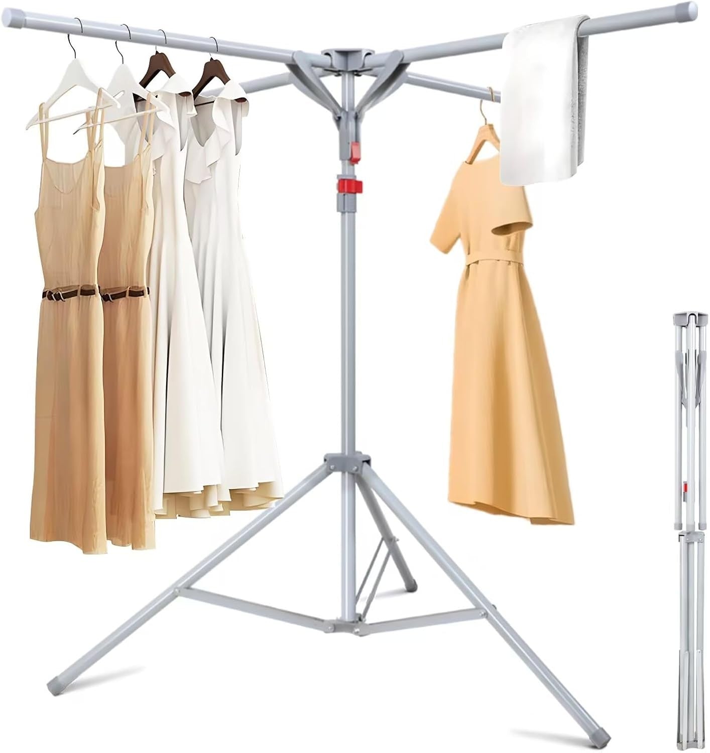 Adjustable Clothes Airer Tripod Drying Rack Indoor Outdoor Folding Stand