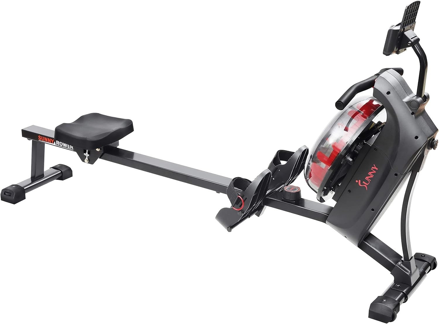 Dual Magnetic Water Rowing Machine Smart App Rower Long Rail LCD Home Gym 120KG