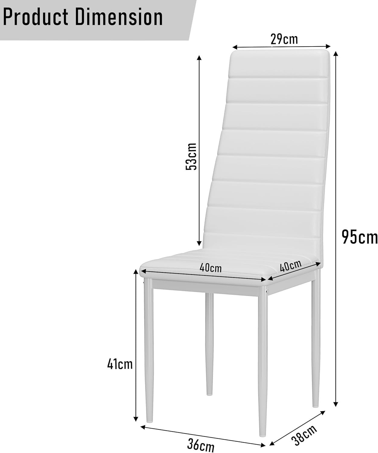 Modern White PU Leather Dining Table Set 4 Chairs 120x80cm Kitchen Room