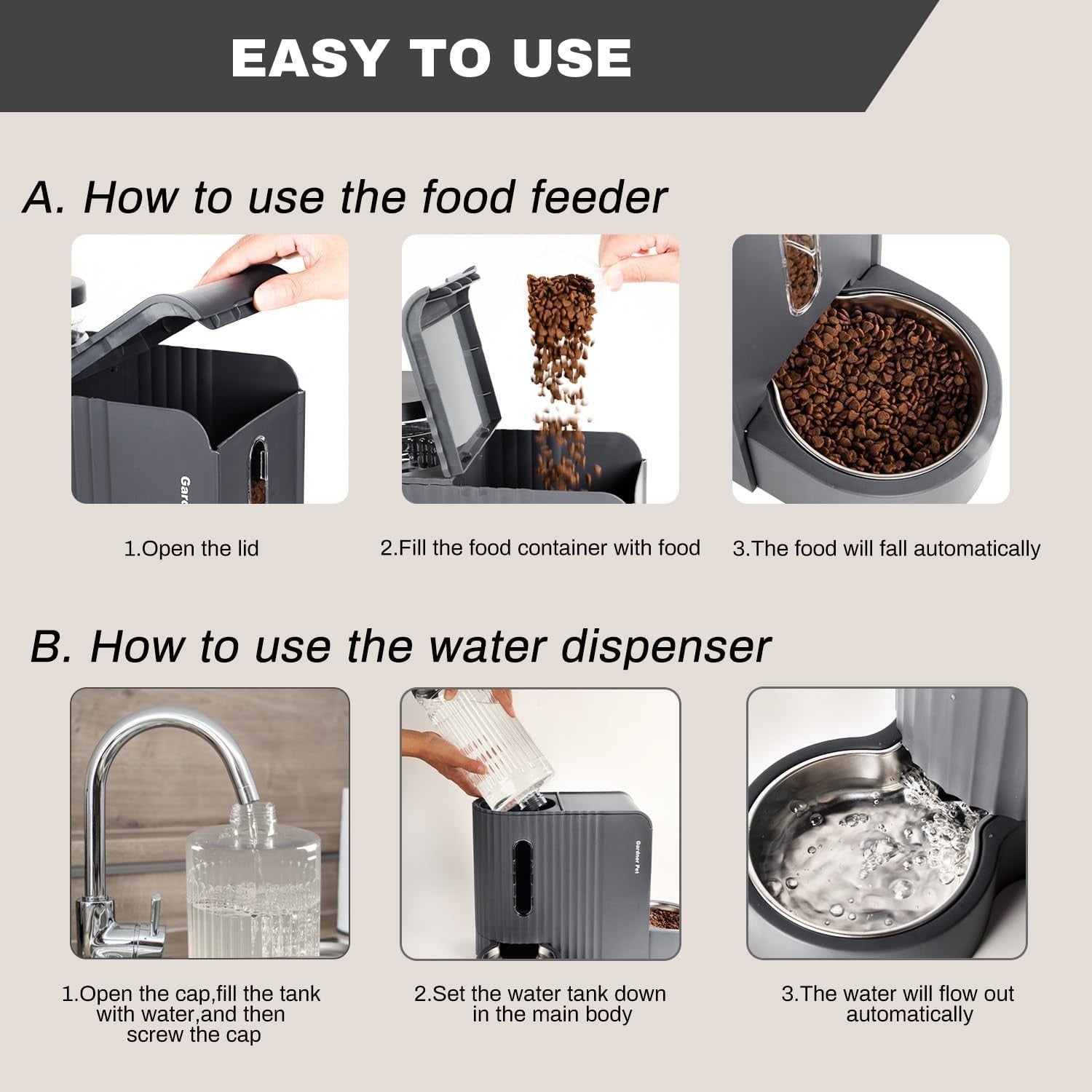 2 in 1 Gravity Pet Feeder Water Dispenser 6L BPA Free Dog Cat Bowl Set