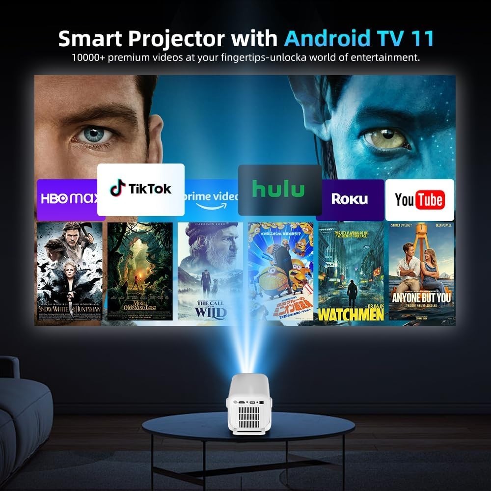 4K Smart Projector 1080P 15000L WiFi 6 Bluetooth Auto Focus