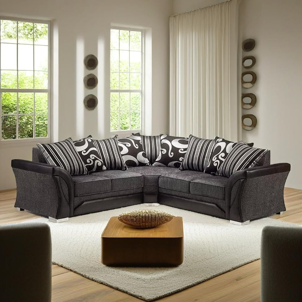 Modern 5 Seater Corner Sofa Set – L Shape 2C2 Sectional with Curved Arms