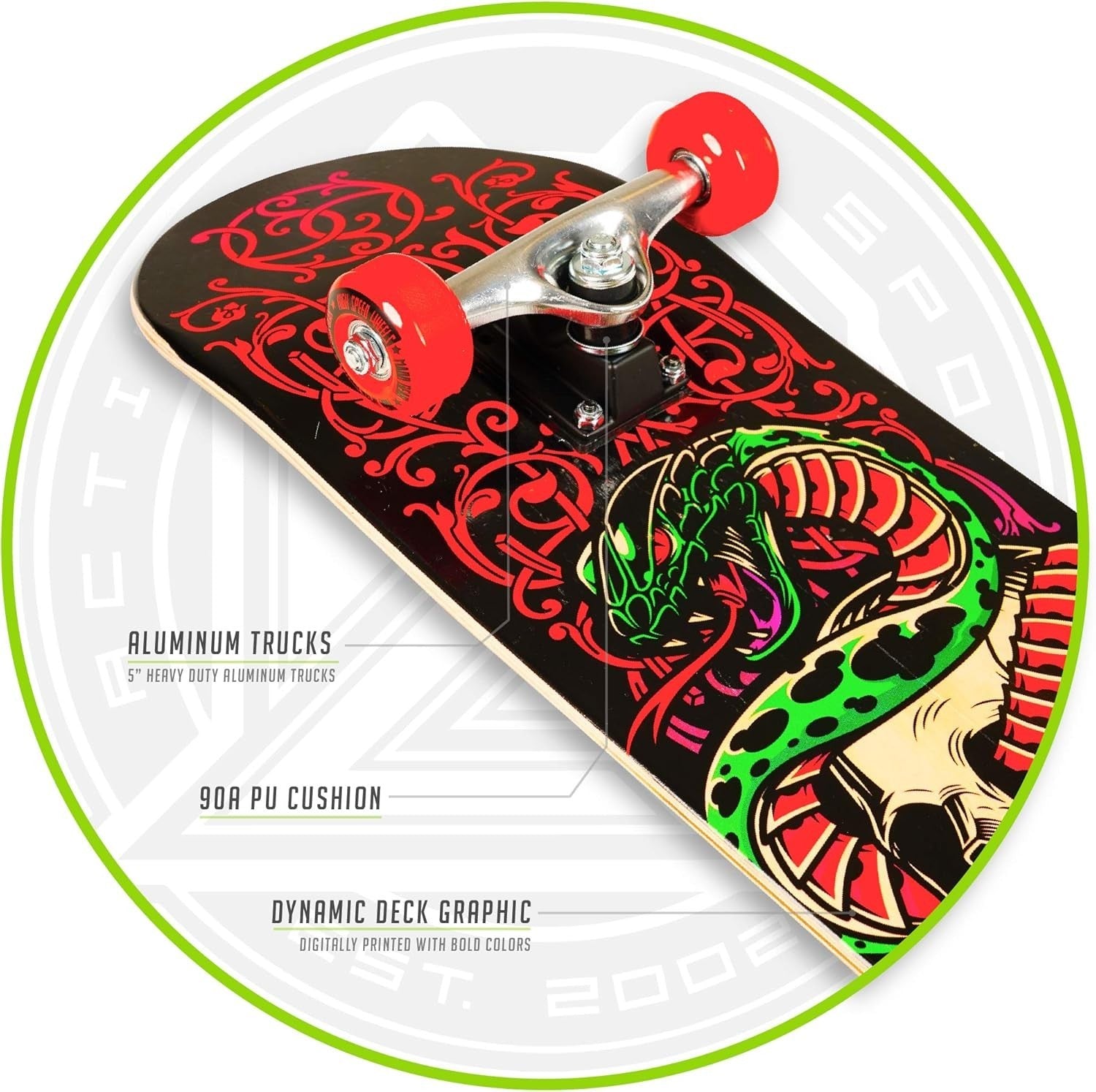 Snake Pit Beginner Skateboard 31"x8" Maple Deck 50mm PU Wheels