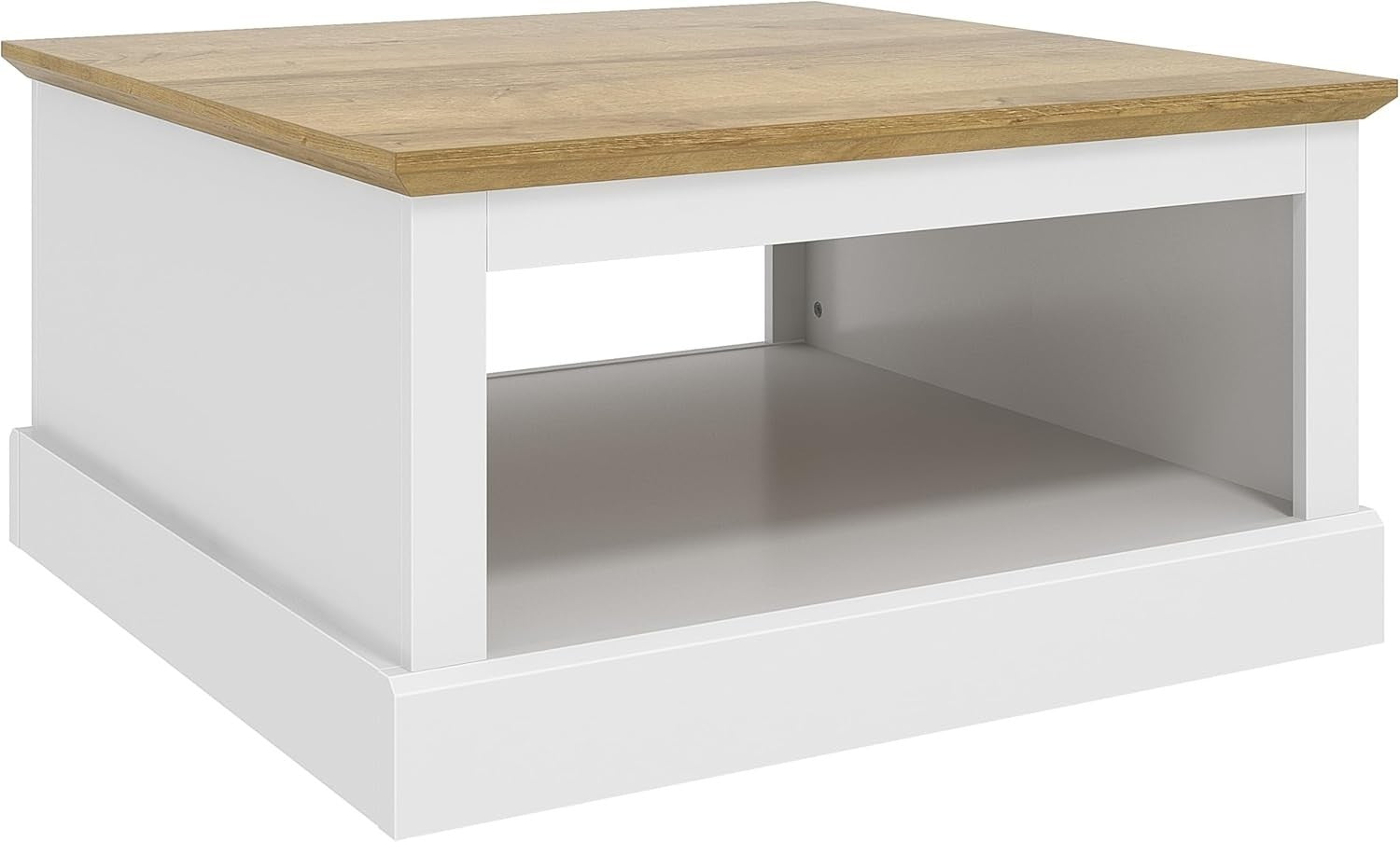 White Square Coffee Table with Storage – Modern 79x79cm Wood Cabinet