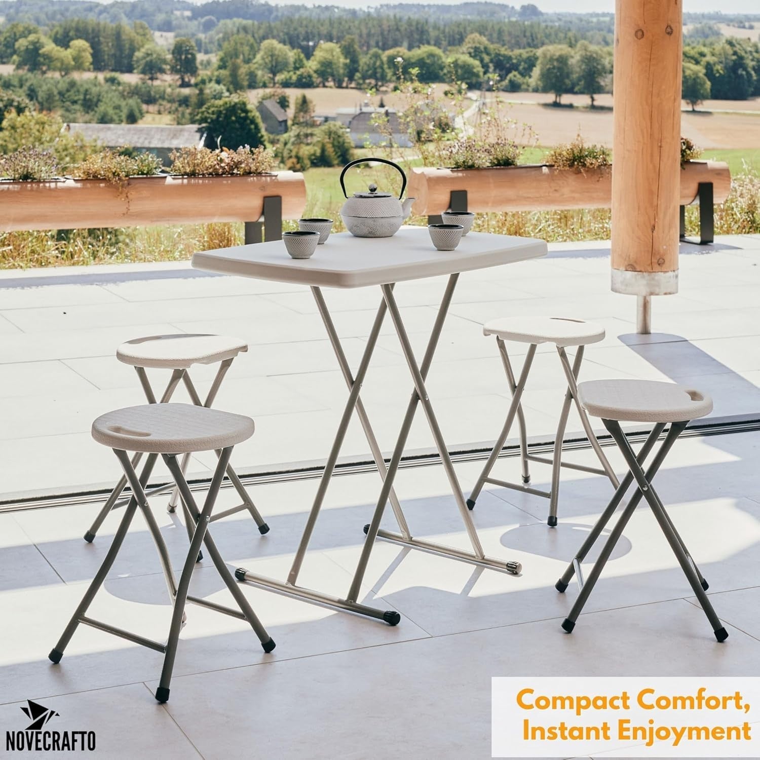 Portable Small Folding Table & Stool Set Lightweight Adjustable Camping